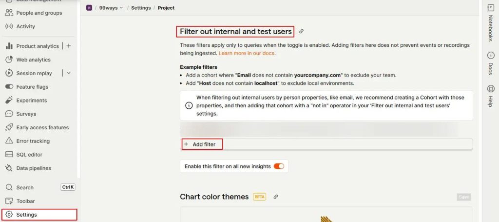 PostHog internal user filtering step1