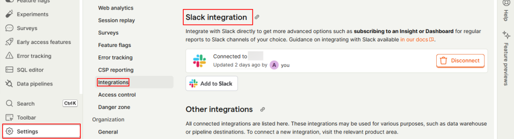 posthog slack integration