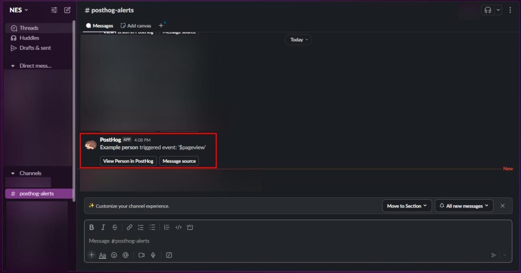 PostHog Slack integration step5