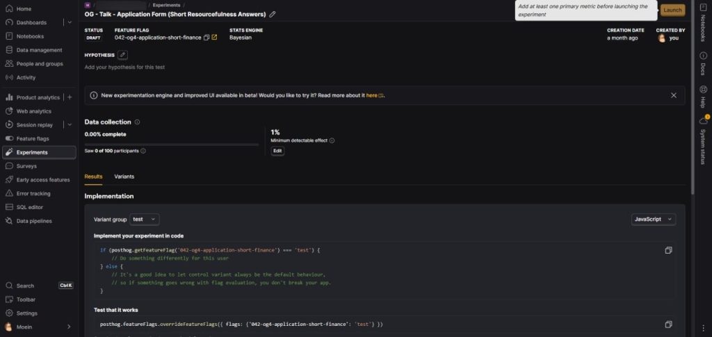 setup PostHog A/B test on WordPress step7-01