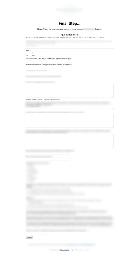 Application form