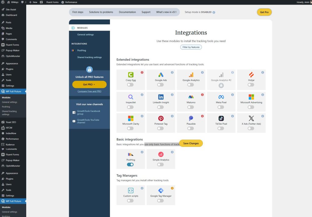 Install PostHog on WordPress