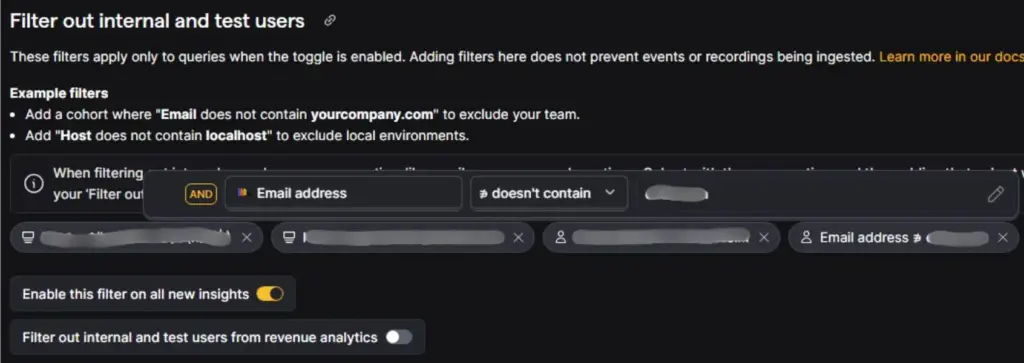 Filtering by email address