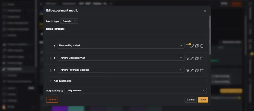 PostHog A/B test on ClickFunnels step7