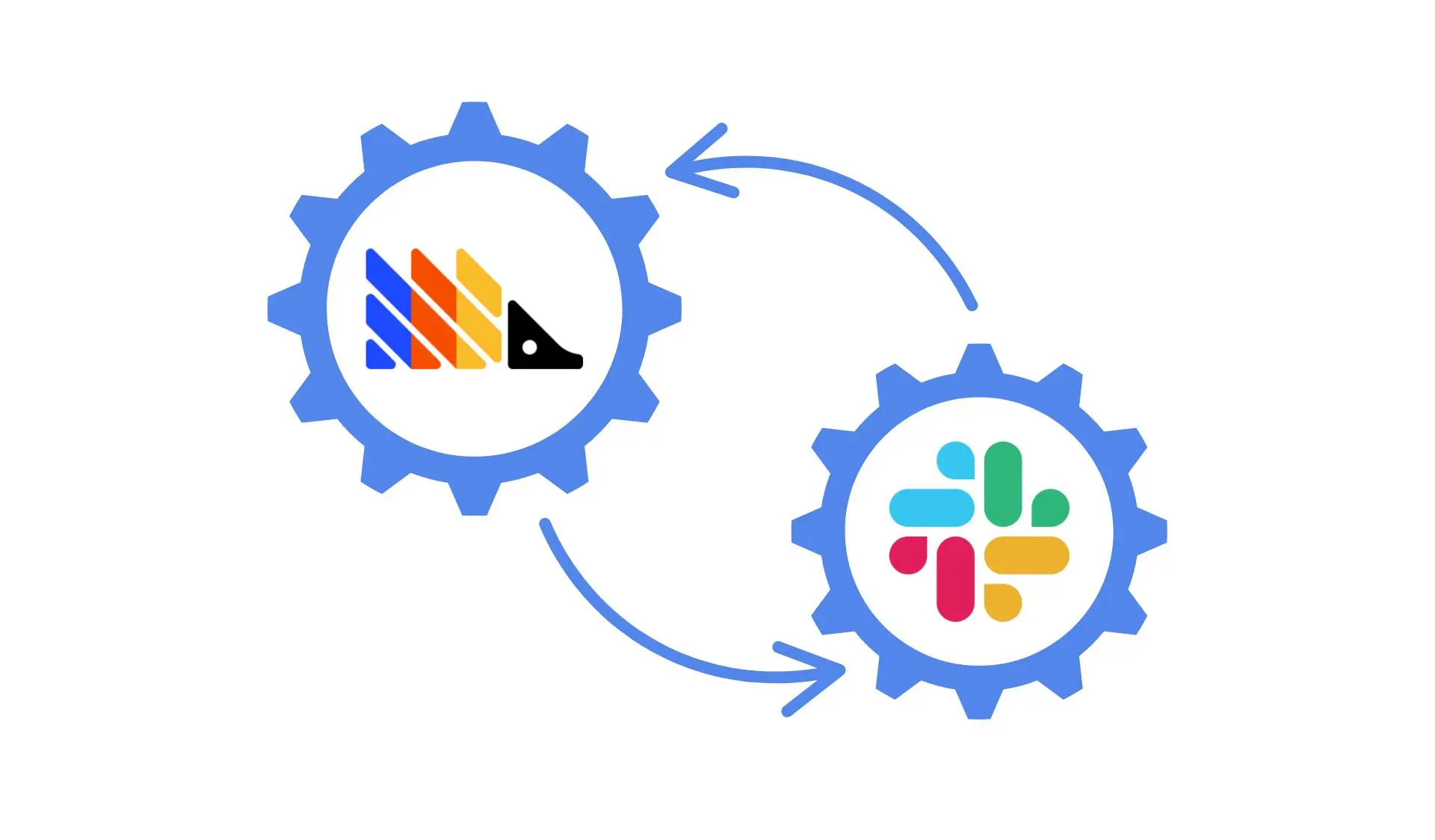 Illustration of PostHog and Slack logos connected by arrows