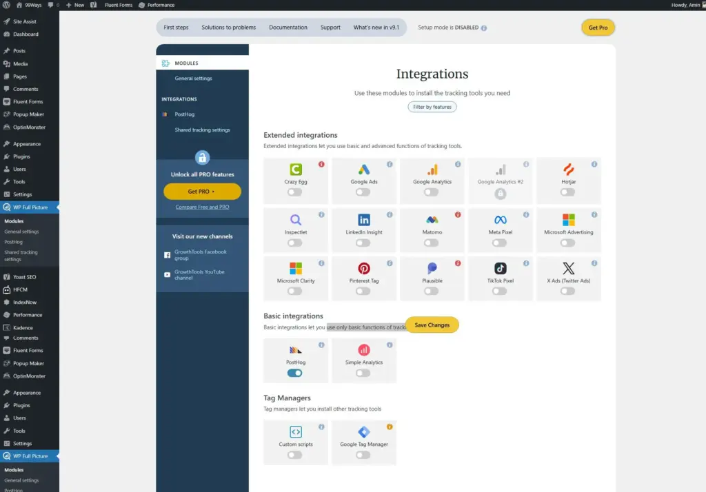 Install PostHog on WordPress