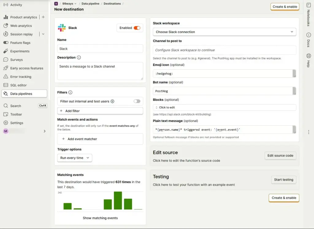 Configure Slack in PostHog