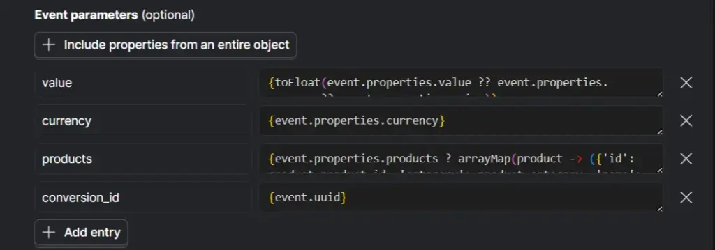 Map Event-Specific Parameters