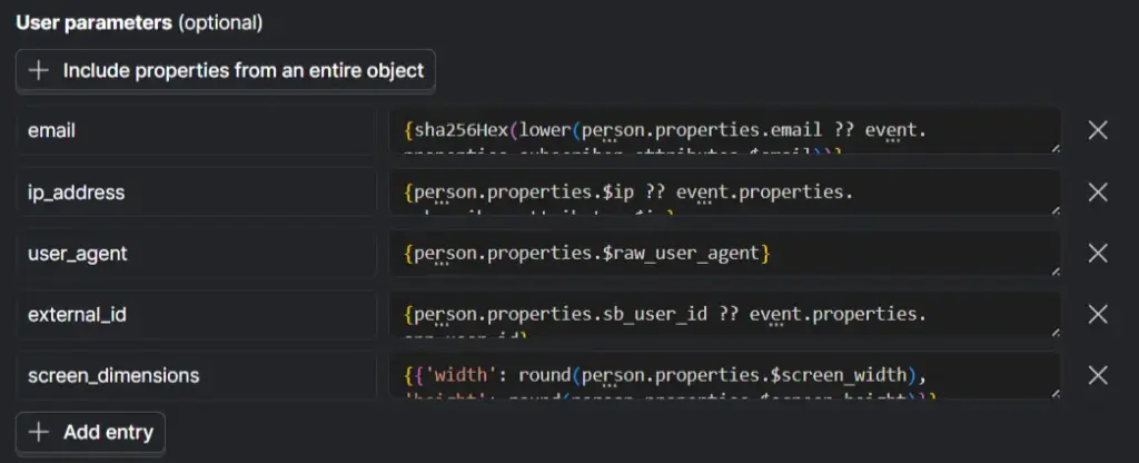 Map User Parameters