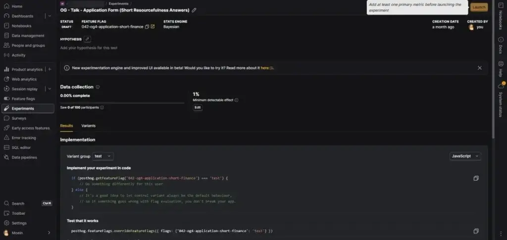 PostHog A/B test on WordPress step7-01